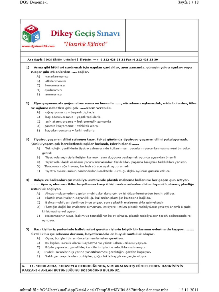 Türkçe Deneme | PDF