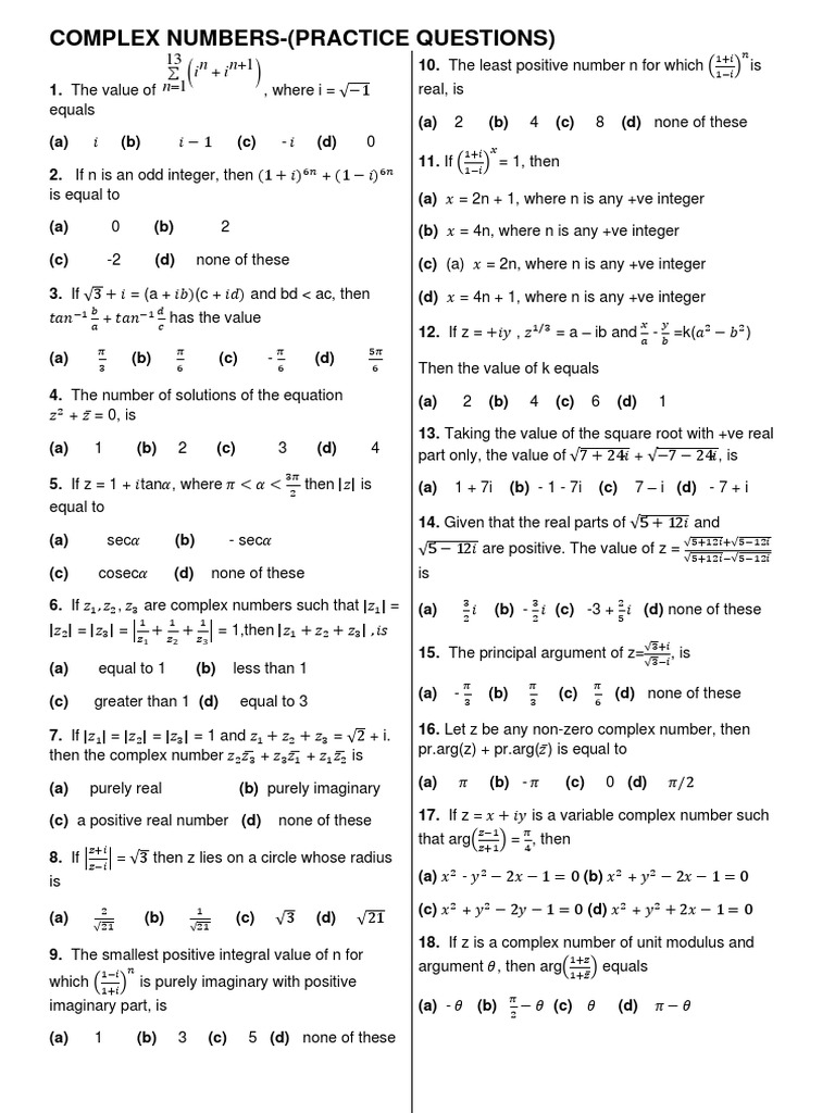 Complex Number With Solution | PDF | Complex Number | Mathematics
