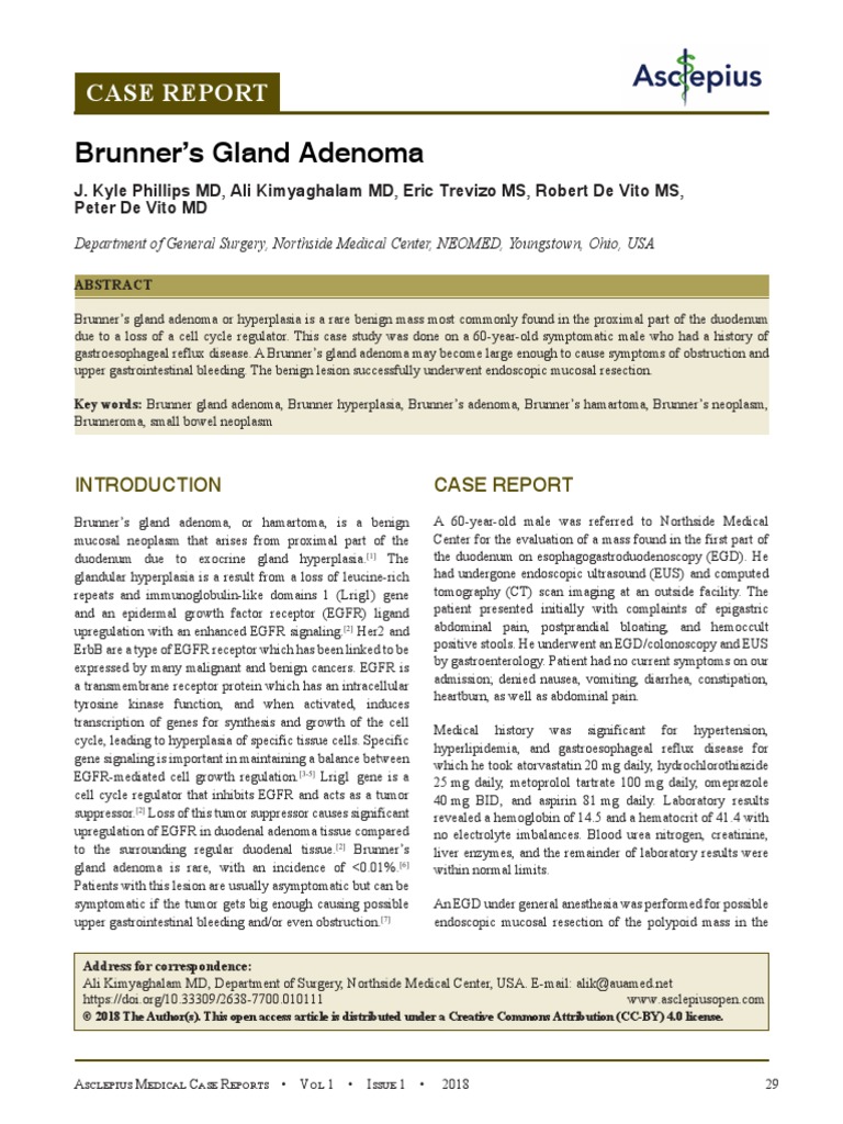 Brunner's Gland Adenoma Case Report PDF Epidermal Growth Factor Receptor Stomach