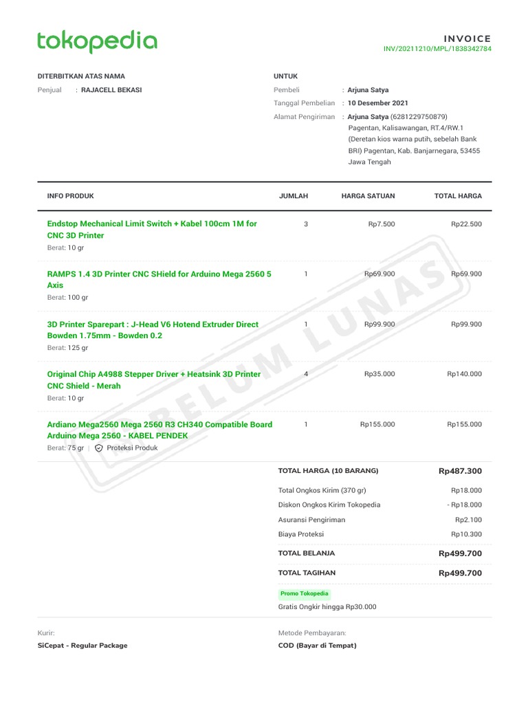 Diterbitkan atas nama untuk invoice pdf