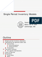 Single Period Inventory Models: Yossi Sheffi Mass Inst of Tech Cambridge, MA
