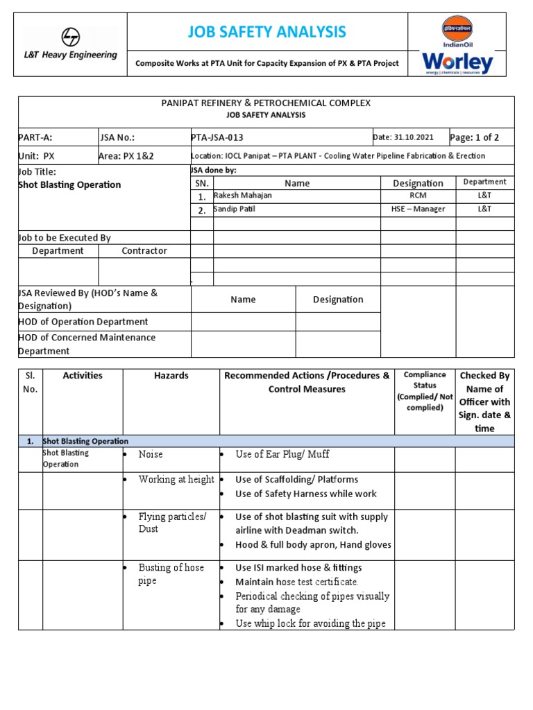 PTAJSA013Shot Blasting Operation PDF Safety