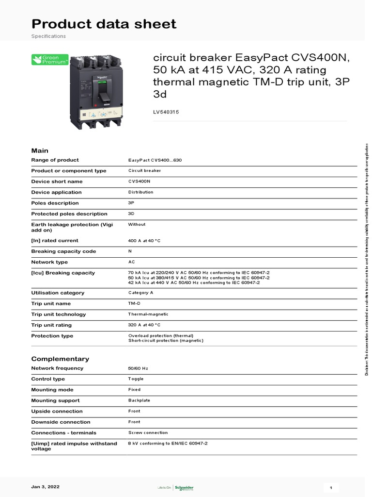 EasyPact CVS - LV540315 | Download Free PDF | Alternating Current ...