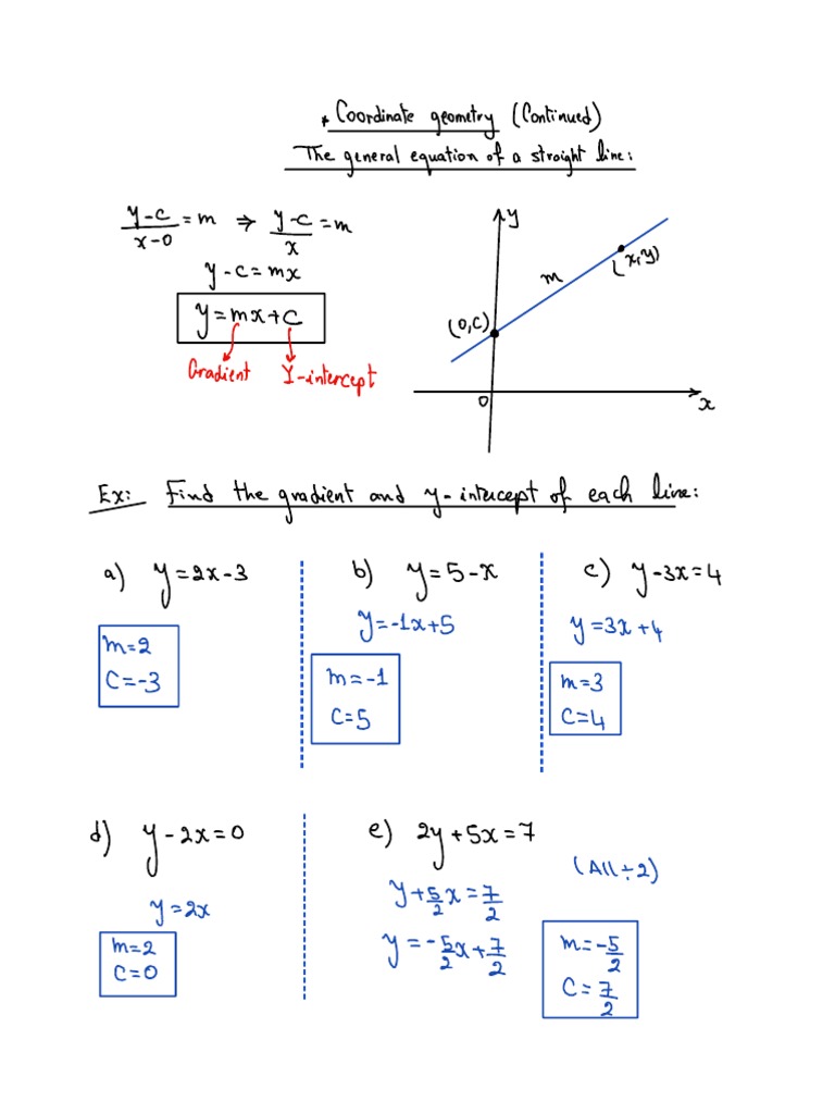 Lesson 24 Coordinate Geometry Written PDF Equations