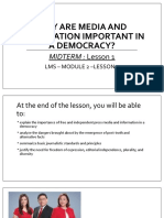 Why Are Media and Information Important in A Democracy?: MIDTERM: Lesson 1