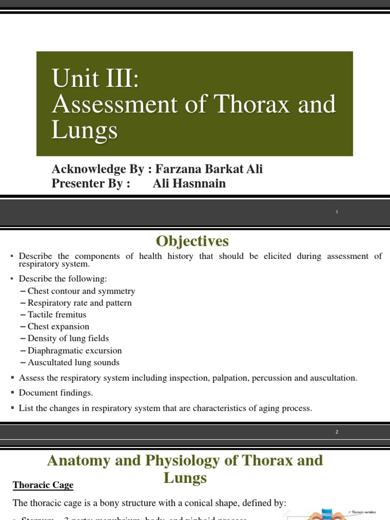 Assessment of Lungs and Thorax | Download Free PDF | Thorax | Lung