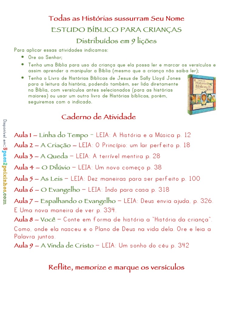 Estudo Bíblico Infantil em 9 Lições | PDF | Jesus | Gênesis (livro)