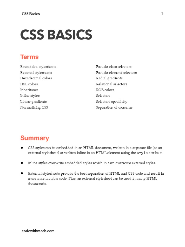 CSS Basics Overview and Techniques | PDF | Computing | Computer File ...