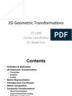 2D Geometric Transformations: CS-1206 Course Coordinator Dr. Badal Soni