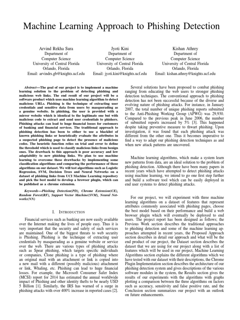 Machine Learning for Phishing Detection | PDF | Phishing | Machine Learning