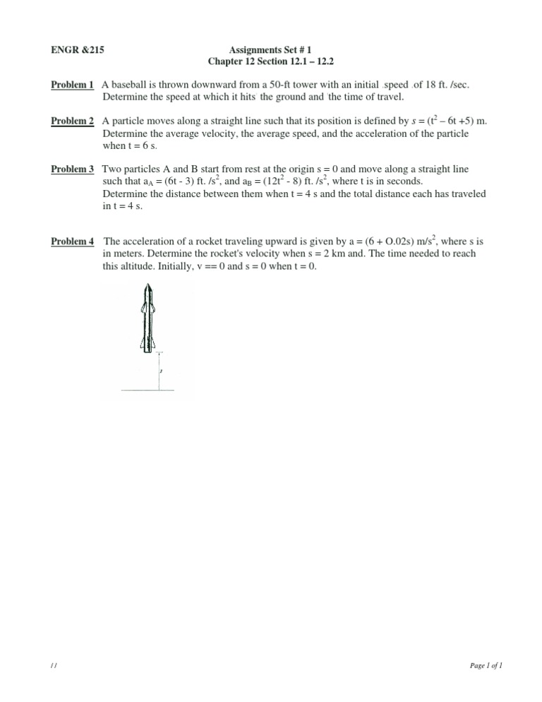 Engineering Assignments: Motion Problems | PDF | Science & Mathematics