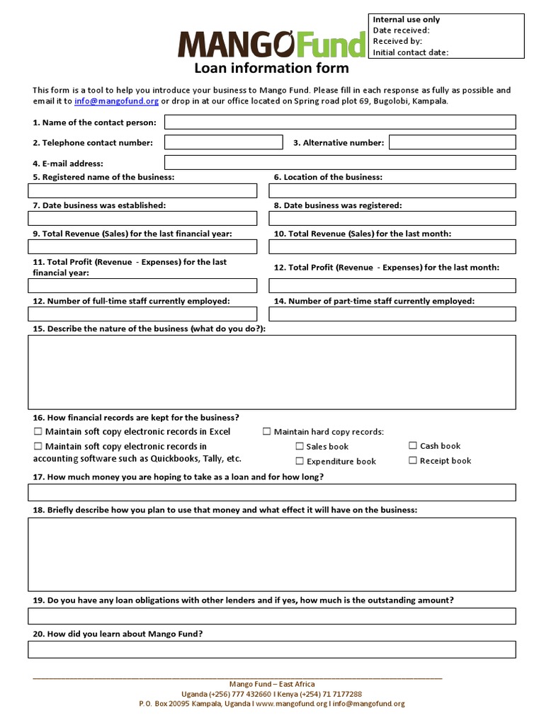 Mango Fund Loan Application Guide | PDF | Loans | Revenue