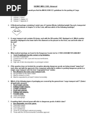 CD # 0151 Hazmat-imdg Code Advanced