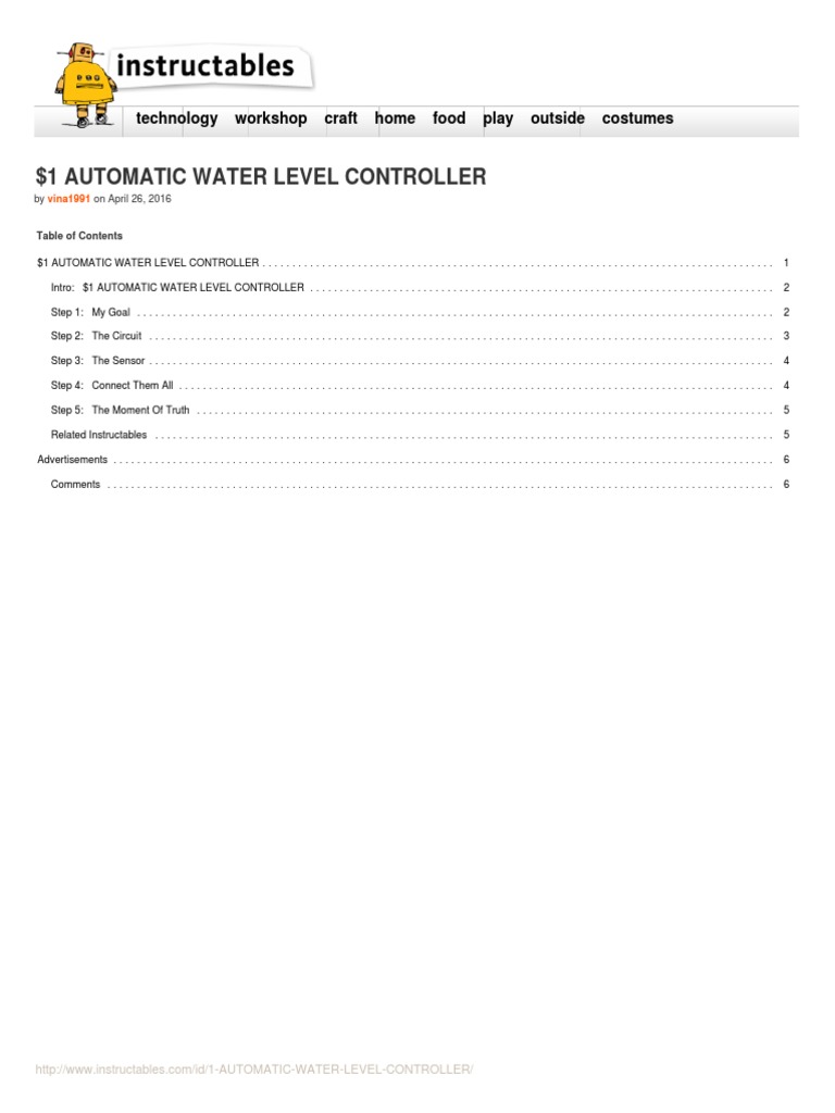 1 Automatic Water Level Controller Circuit Diagram