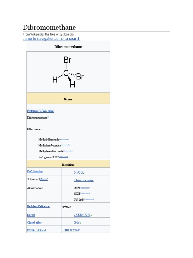 Dibromomethane Jump To Navigation Jump To Search PDF Physical