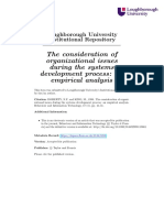 The Consideration of Organizational Issues During The Systems Development Process: An Empirical Analysis