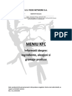 KFC Menu Informatii Suplimentare