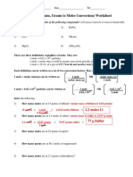Chemistry Mole Calculations Worksheet