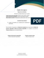 Reporte de actividades laborales de (Nombre de la empresa