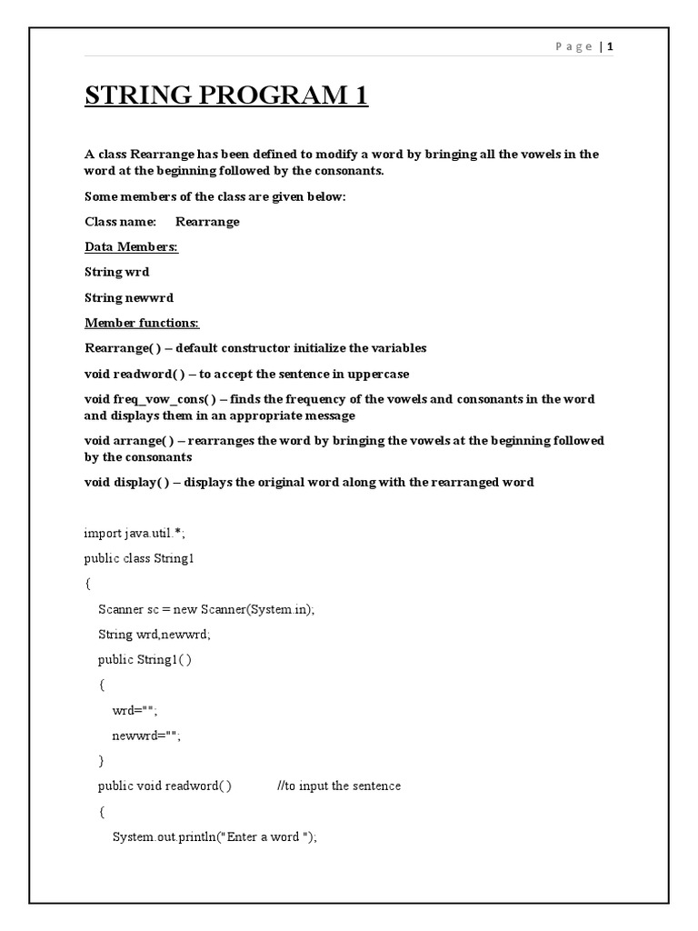 String Programs | PDF | Matrix (Mathematics) | Constructor (Object ...
