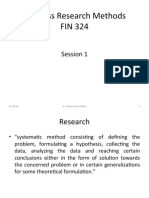 Business Research Methods FIN 324: Session 1
