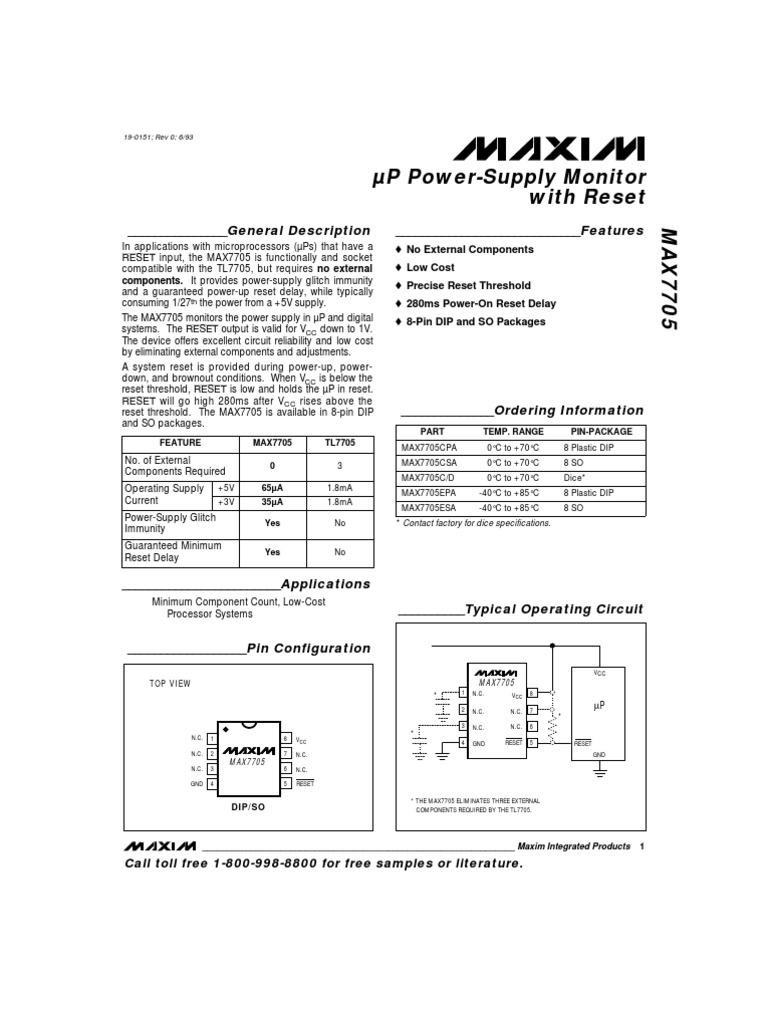 Max 7705 | PDF | Power Supply | Digital Electronics