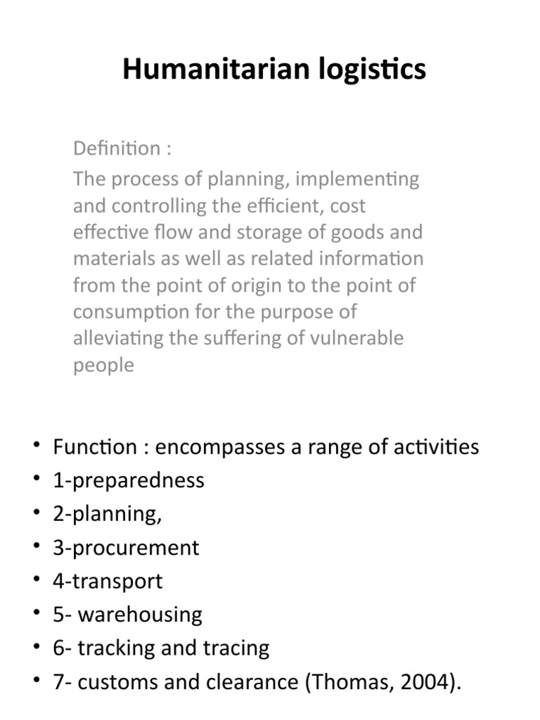 Humanitarian Logistics PDF Logistics Economies