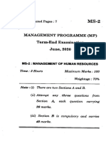 Management Programme (MP) Term-End Examination June, 2020: No. of Printed Pages: 7