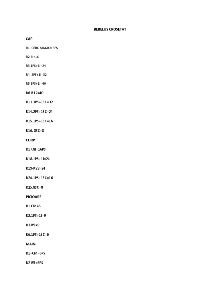 Bebelus Crosetat CAP: R1. Cerc Magic 8Ps R2.6I 16 R3.1PS+1I 24 R4. 2PS ...