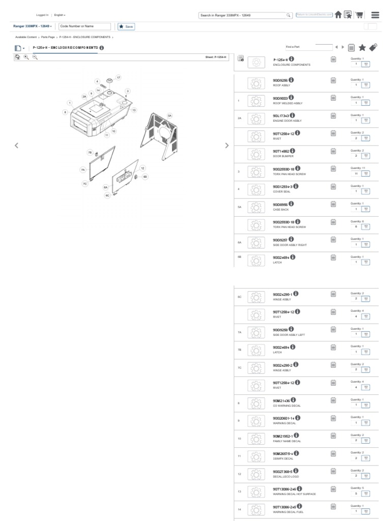 P 1254 H Enclosure Components | PDF | Motor Vehicle | Mechanical ...
