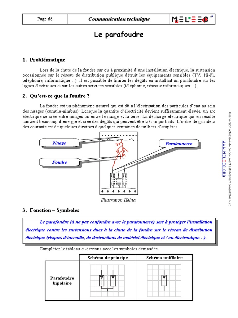 Schema D Installation D Un Paratonnerre Pdf CoursBTEdite DP - Le Parafoudre | PDF | Foudre | Électricité
