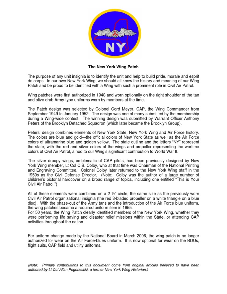 New York Wing Patch History and Significance | PDF | Civil Air Patrol ...