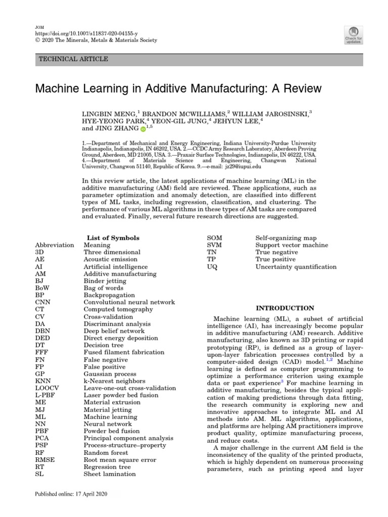 Machine Learning Applications in AM | PDF | Machine Learning ...