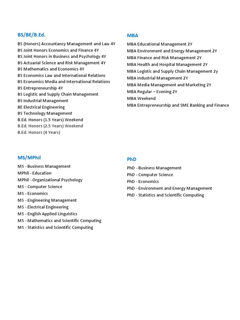 Economics Degree Programs Overview | PDF
