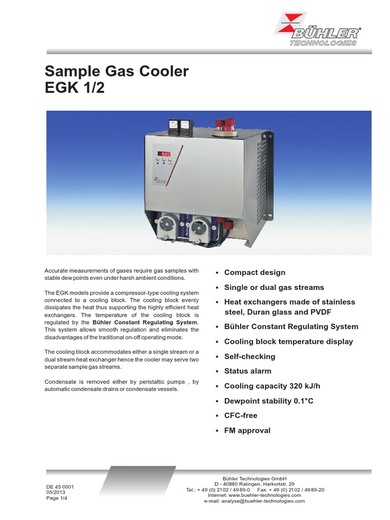 Sample Gas Cooler EGK 1/2: Bühler Constant Regulating System | PDF ...
