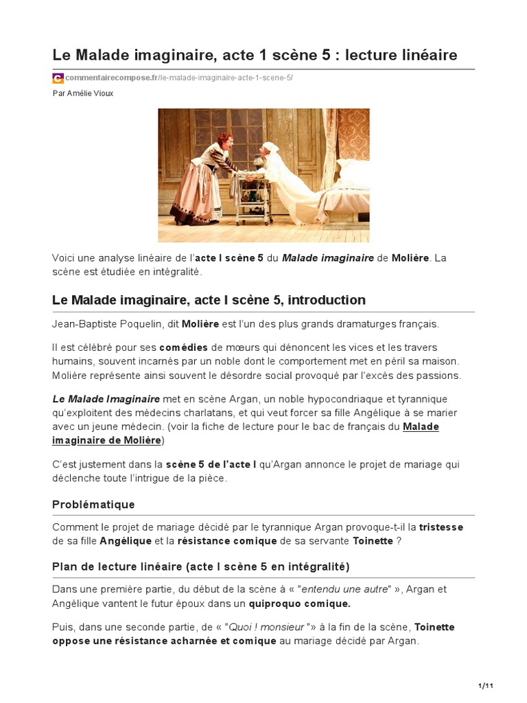 Le Malade Imaginaire Acte 1 Scene 5 Le Malade Imaginaire Acte 1 Scène 5 Lecture Linéaire | PDF | Molière