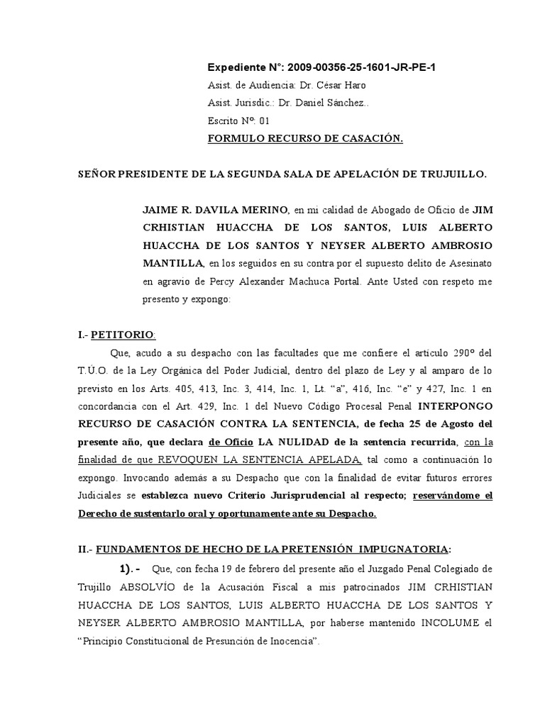 Recurso de Casacion | PDF | Debido al proceso | Sentencia (ley)