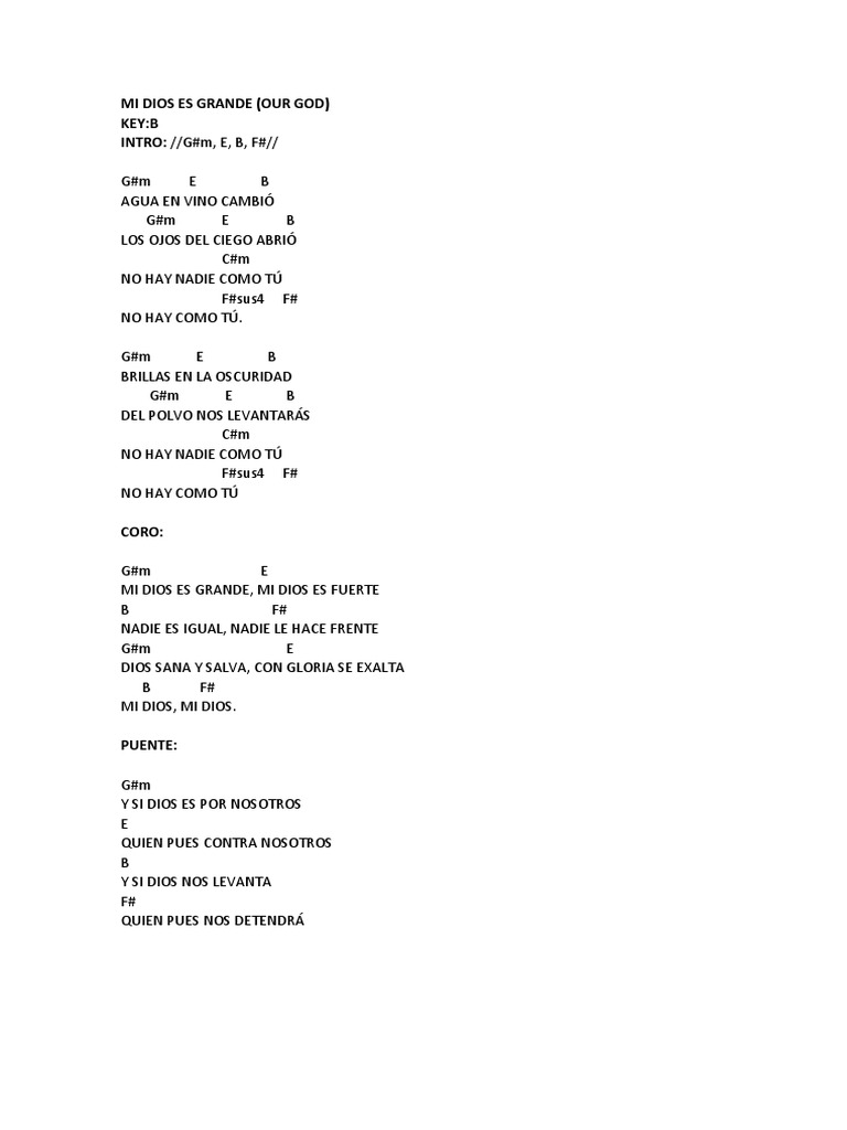 Mi Dios Es Grande Acordes | PDF, image size:768x1024