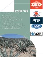 ISO 22000:2018 Sistemas de administración de la inocuidad/seguridad de los alimentos