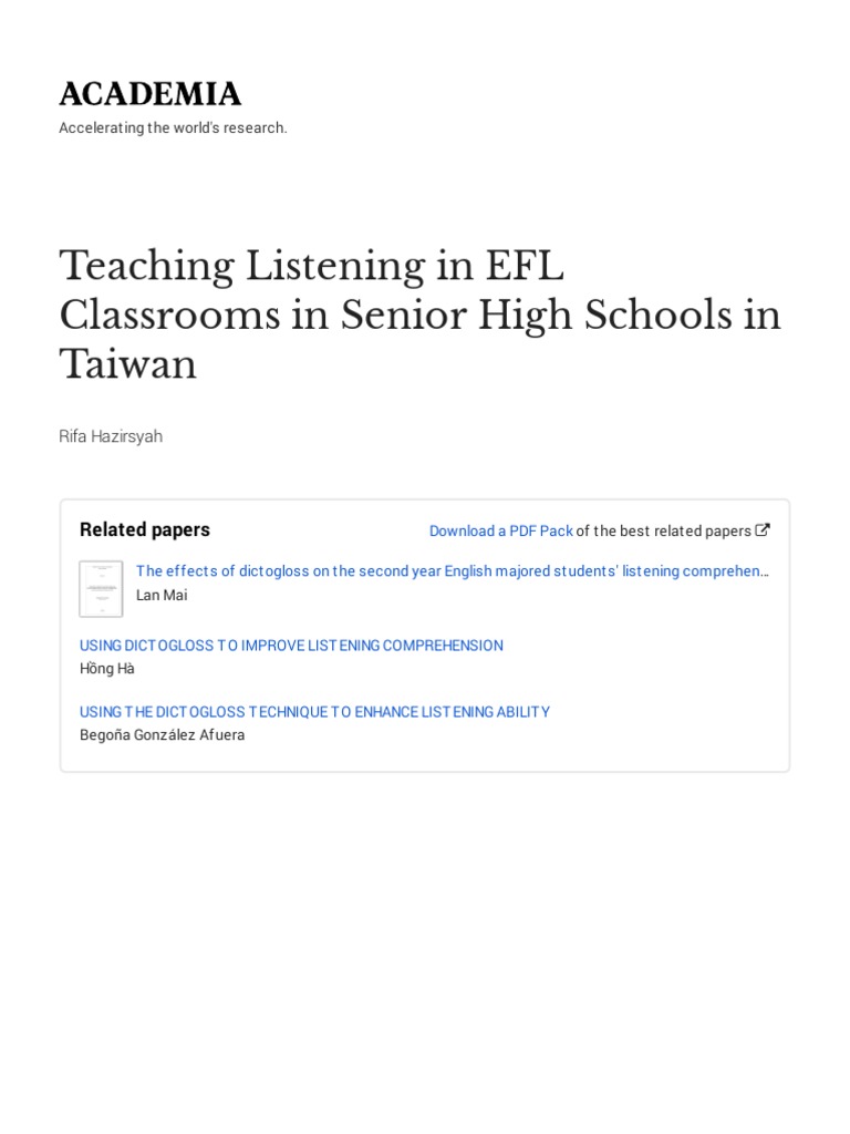 Enhancing EFL Listening in High Schools | PDF | Reading Comprehension ...