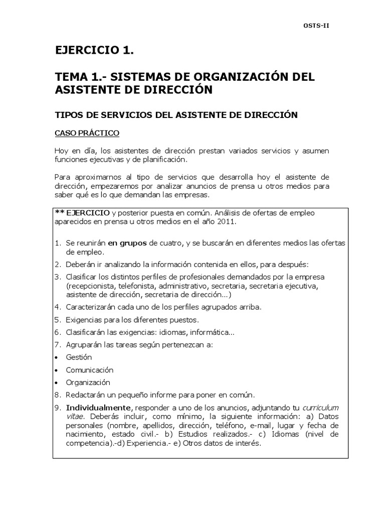 TEMA 1. Ejercicio 1 | PDF | Crecimiento personal y profesional | Negocios