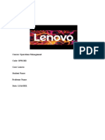 Course: Operations Management Code: OPM 202 Case: Lenovo Student Name: Professor Name: Date: 11/16/2021