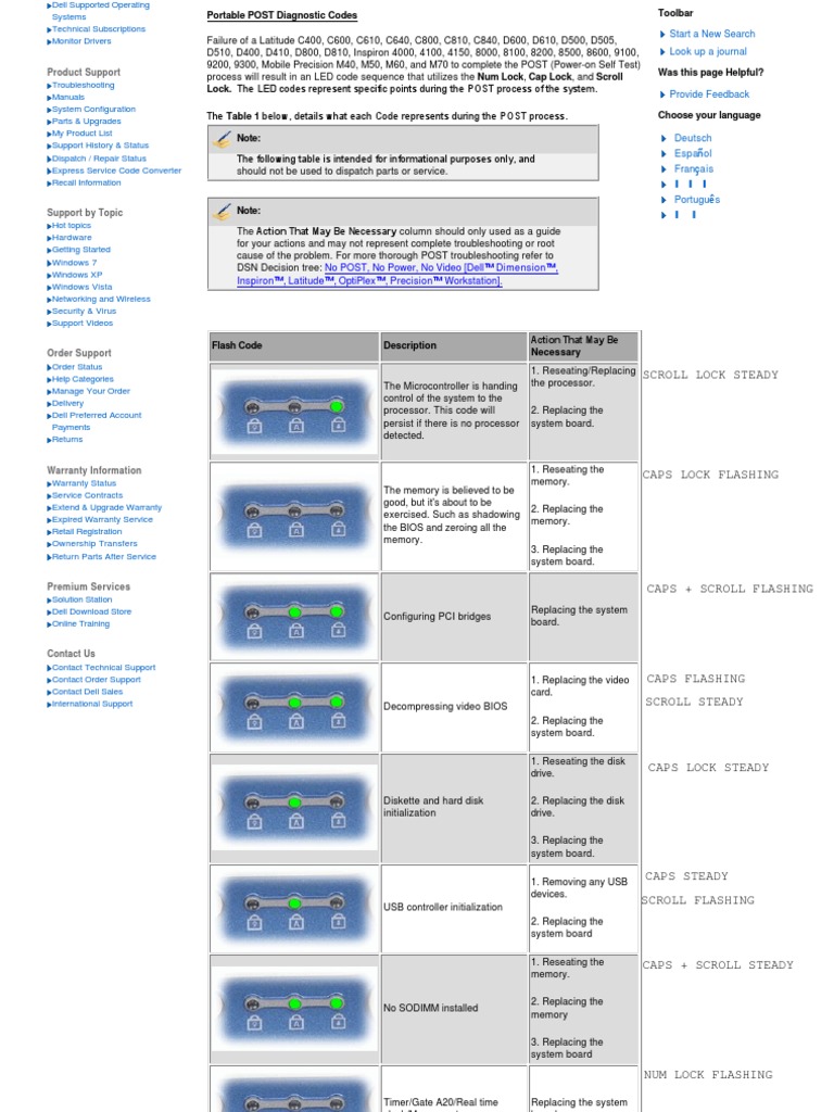 Dell Laptop Led Codes PDF Computer Hardware Computer Engineering