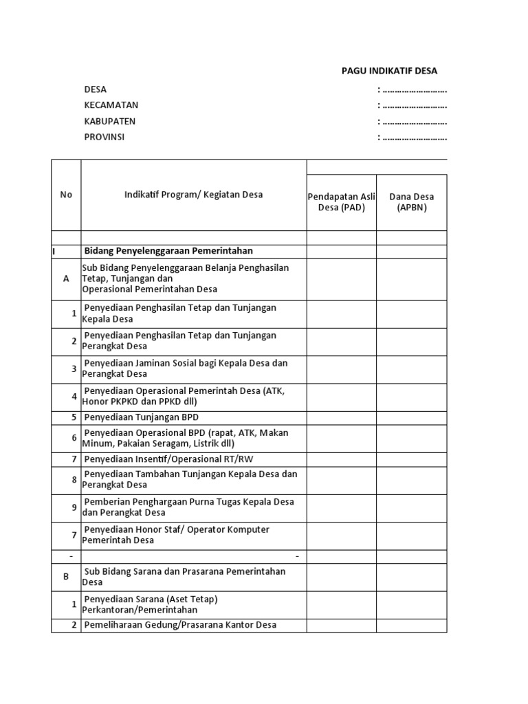 05 Format Data Dan Informasi Tentang Rencana Pembiayaan Pembangunan ...