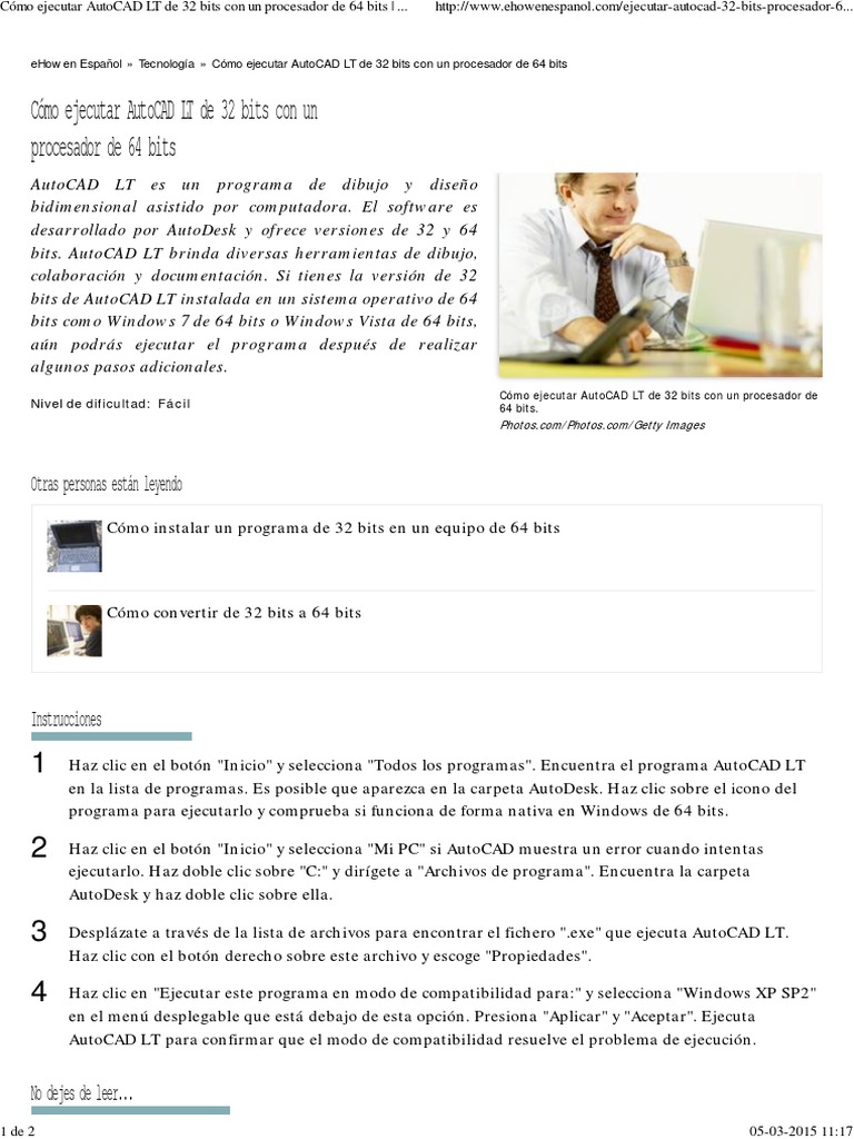 Autocad 32 Bits en 64 Bits PDF Cad automático Computación de 64 bits