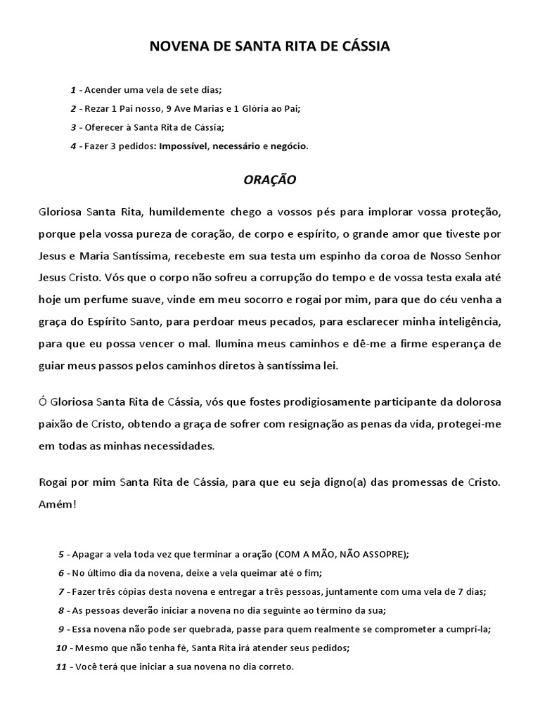 Novena de Santa Rita de Cássia | PDF