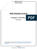 Definitions Inorganic Chemistry I AQA Chemistry A Level