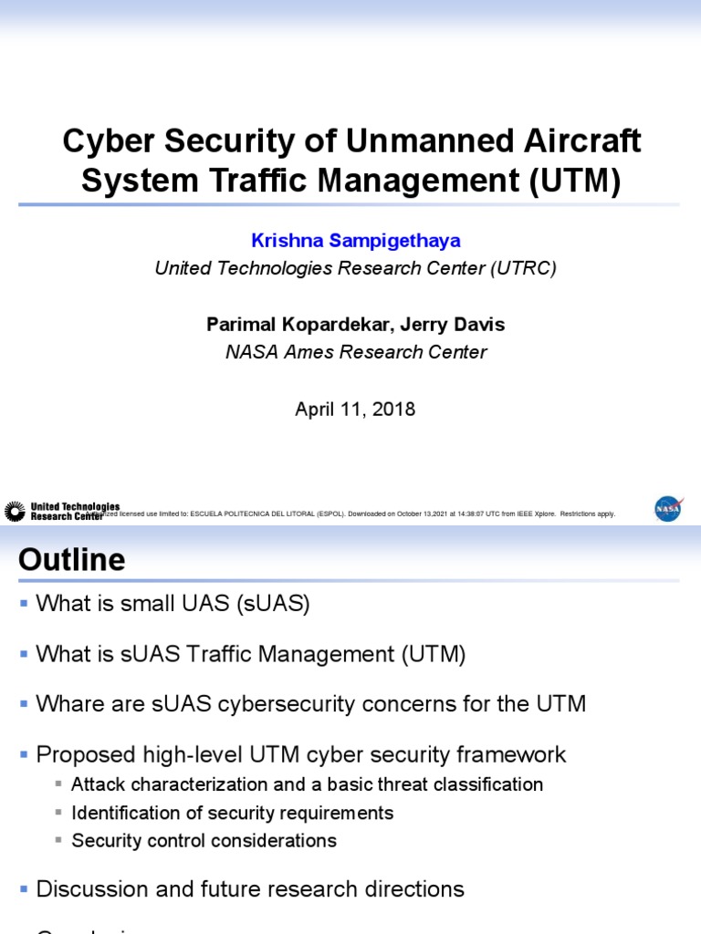 Cyber Security of Unmanned Aircraft System Traffic Management (UTM ...