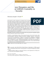 Great Power Dynamics and The Waning of ASEAN Centrality in Regional Security