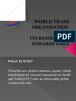 World Trade Organisation AND Its Resolution Towards India